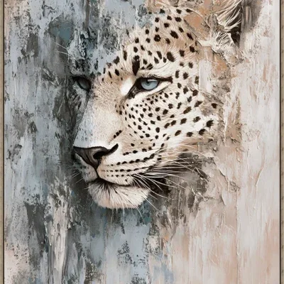 Canvas Schilderij incl. lijst 80x120cm Handgeschilderd 'Panter rechts'