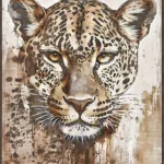 Canvas Schilderij incl. lijst 80x120cm Handgeschilderd 'Panterkop'