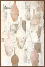 Canvas Schilderij incl. lijst 80x120cm Handgeschilderd 'Vasen'