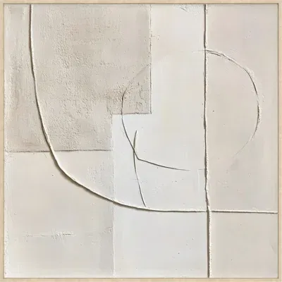 Canvas Schilderij incl. lijst Japandi 60x60cm Handgeschilderd 'Artestiek wit'