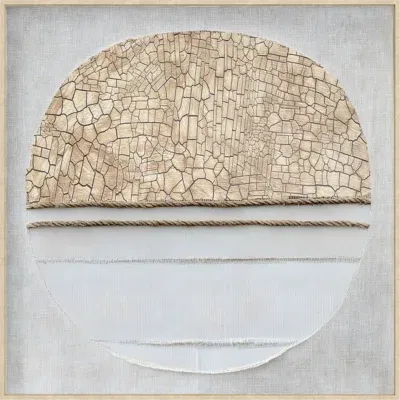 Canvas Schilderij incl. lijst Japandi 60x60cm Handgeschilderd 'Cirkel'