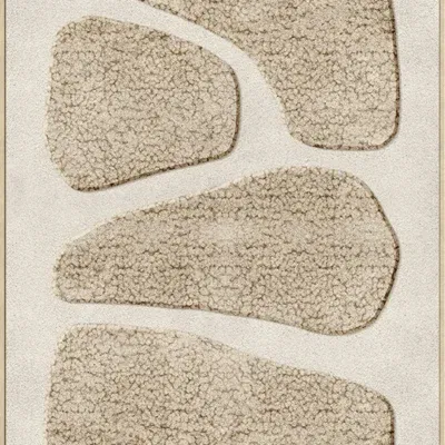 Canvas Schilderij incl. lijst Japandi 80x120cm Handgeschilderd met wol 'Wollen vlakken'