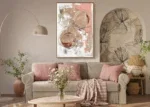 Canvas Schilderij met Wit Beige Roze tinten met cirkels