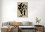 Canvas Schilderij met beige tint en Tijger.