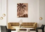 Canvas Schilderij met rode tinten Palmboom.