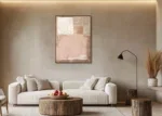 Canvas Schilderij rood met beige tinten Lichte vlakken