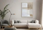 Canvas Schilderij Japandi wit met beige tinten Gewoven vlakken 2'