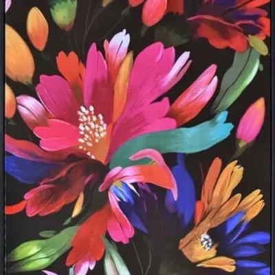 Canvas incl. baklijst 100x140cm Fleurig bloemenboeket. canvas+acrylver