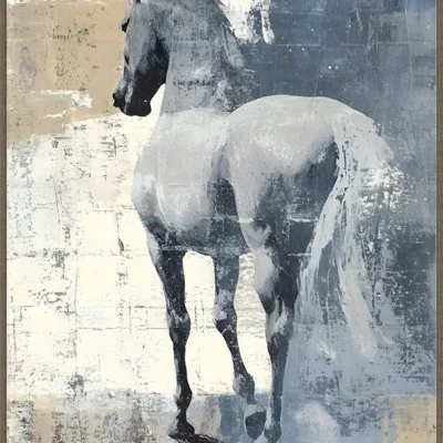 Canvas incl. lijst 60x80cm Handgeschilderd 'Paard achterkant'