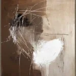 Canvas Schilderij incl. lijst 60x80cm Handgeschilderd 'Witte cirkel'