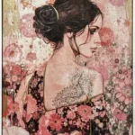 Canvas incl. lijst 80x120cm Handgeschilderd 'Lady from the back'