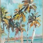 Canvas incl. lijst 80x120cm Handgeschilderd 'Palmbomen'