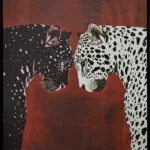 Canvas incl. lijst 80x120cm Handgeschilderd 'Panters'