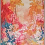 Canvas incl. lijst 80x120cm Handgeschilderd 'Rood bos'