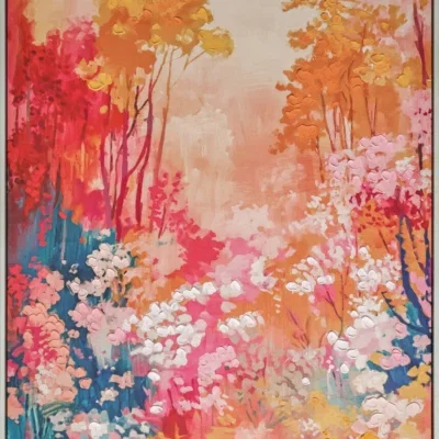 Canvas incl. lijst 80x120cm Handgeschilderd 'Rood bos'