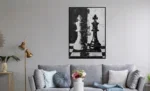 Canvas incl. lijst 80x120cm Handgeschilderd ‘Schaken’.