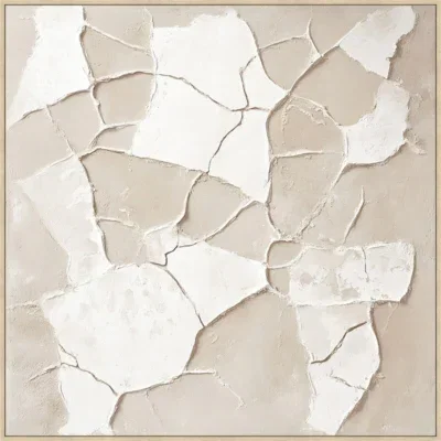 Canvas incl. lijst Japandi 100x100cm Handgeschilderd 'Continenten'