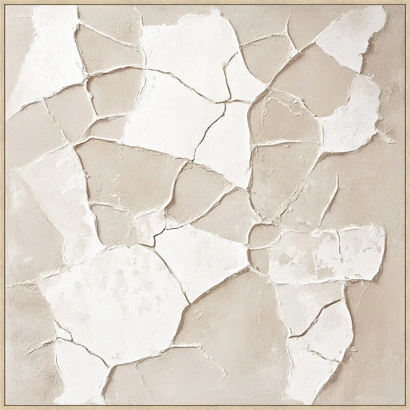 Canvas incl. lijst Japandi 100x100cm Handgeschilderd 'Continenten'