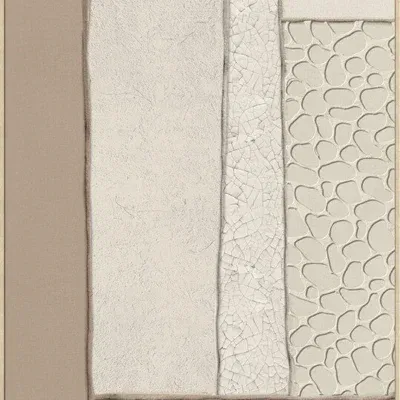 Canvas incl. lijst Japandi 80x120cm Handgeschilderd 'Gewoven vakken 2'