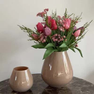 Complete decoratie set Tasman Taupe met tulpen | Vase the world
