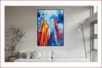 Fluweel geprint incl. lijst 83x123cm 'City'