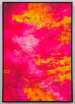 Fluweel geprint incl. lijst 83x123cm 'Pink Power'