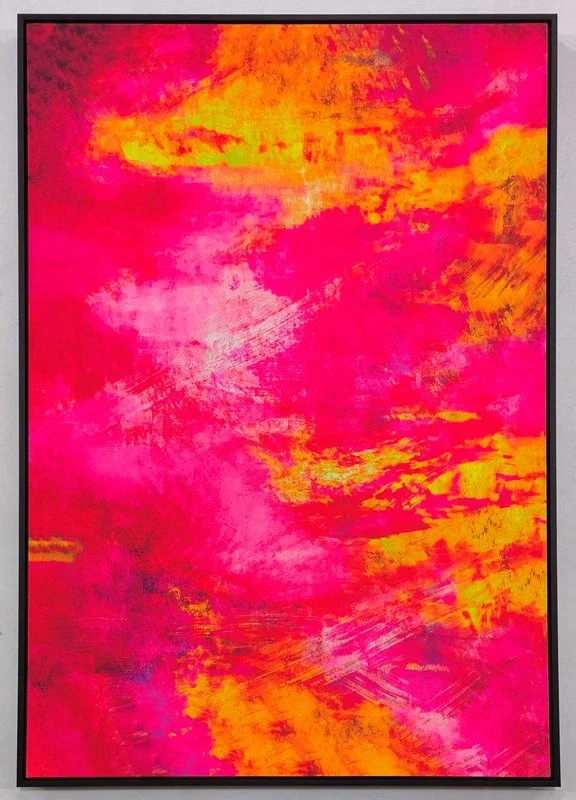 Fluweel geprint incl. lijst 83x123cm 'Pink Power'