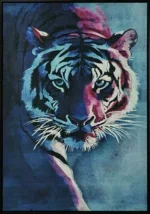 Fluweel geprint incl. lijst 83x123cm 'Tijger'