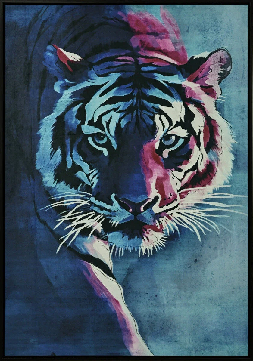 Fluweel geprint incl. lijst 83x123cm 'Tijger' Fluweel geprint incl. lijst 83x123cm 'Tijger'