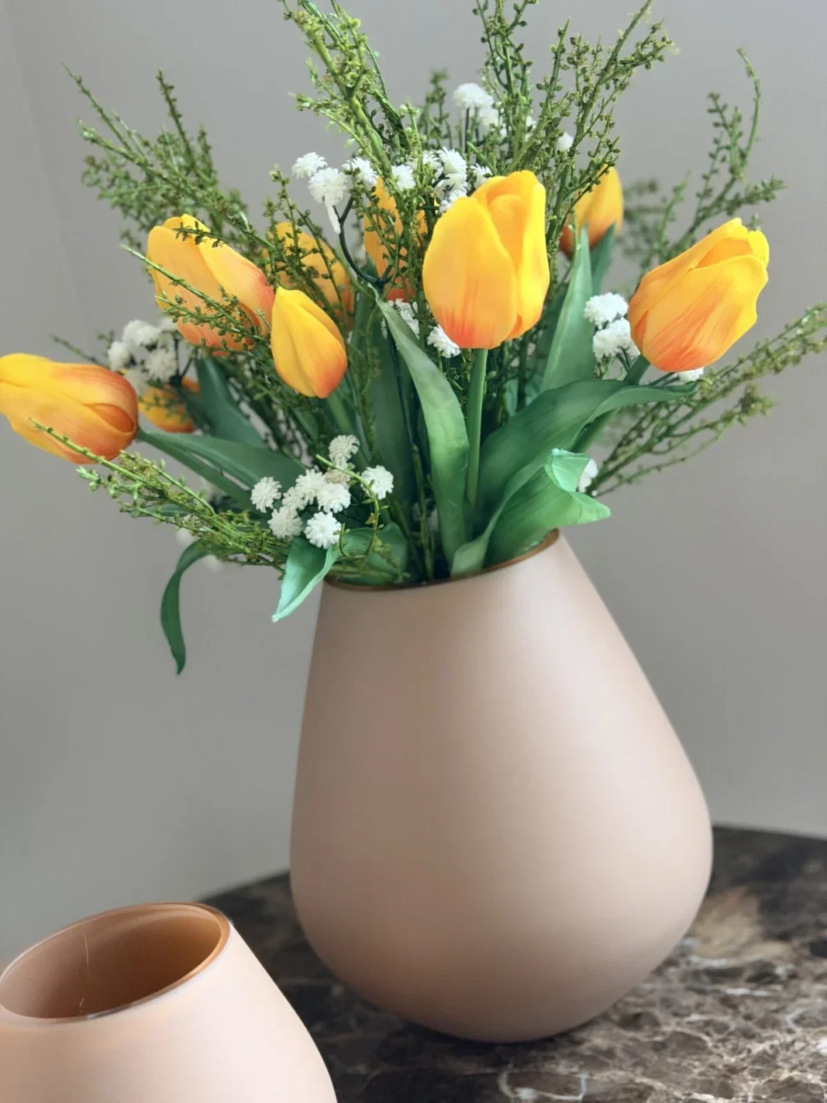 Gele real touch tulpen boeket