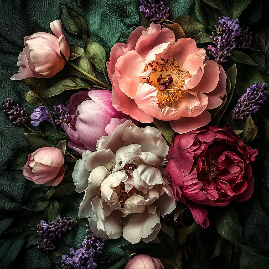 Glasschilderij 120x120cm 3D Grote bloemen