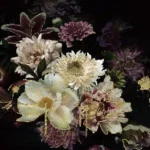 Glasschilderij 120x80cm Bloemen met gouden rand