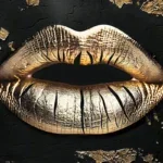 Glasschilderij 120x80cm Gouden lippen