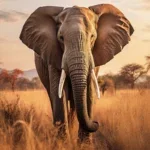 Glasschilderij 120x80cm Olifant op de savanne