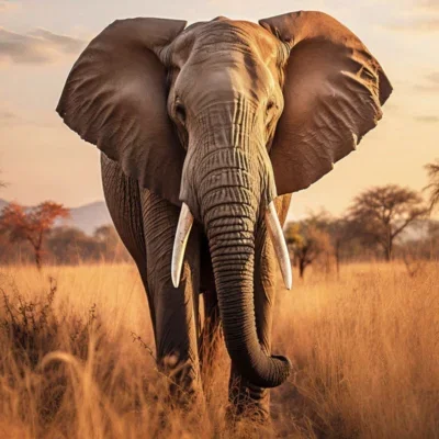 Glasschilderij 120x80cm Olifant op de savanne