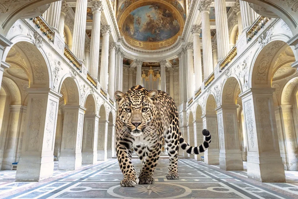 Glasschilderij 120x80cm Panter in paleis