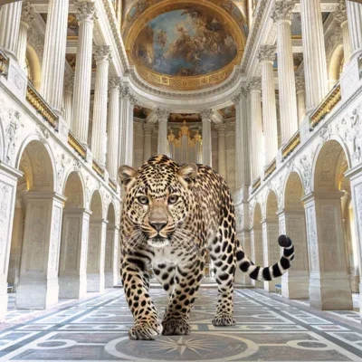 Glasschilderij 120x80cm Panter in paleis