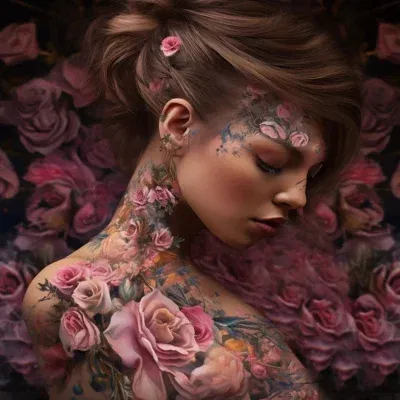 Glasschilderij 120x80cm Vrouw met roze rozen