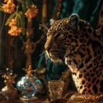 Glasschilderij 160x110cm Panter chique