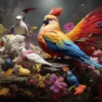 Glasschilderij 160x80cm Papegaai met vogels