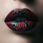 Glasschilderij 60x80cm Donkere lippen
