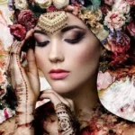 Glasschilderij 80x120cm Artistieke vrouw met bloemen