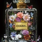 Glasschilderij 80x120cm Doorzichtig parfum met bloemen