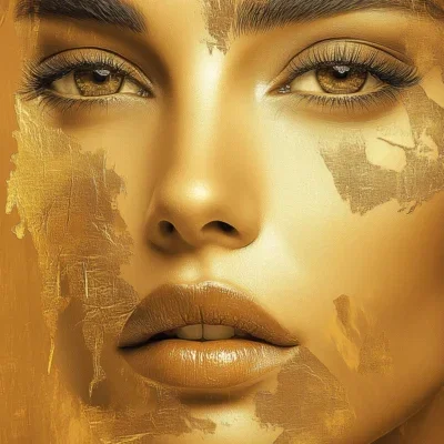 Glasschilderij 80x120cm Gouden vrouw