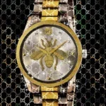 Glasschilderij 80x120cm Horloge goud