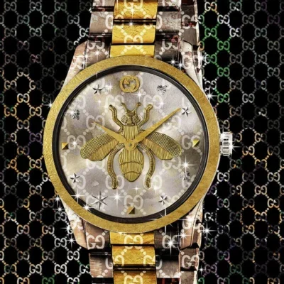 Glasschilderij 80x120cm Horloge goud