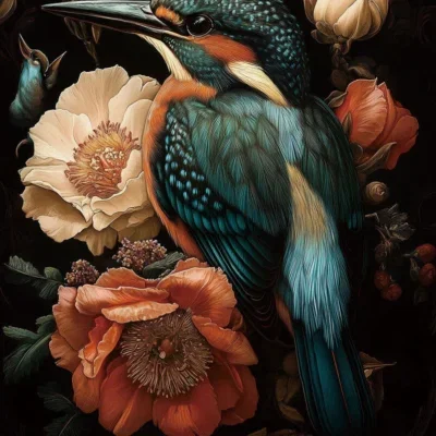 Glasschilderij 80x120cm IJsvogel