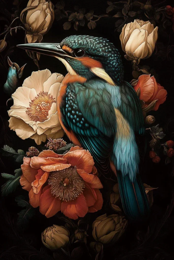Glasschilderij 80x120cm IJsvogel