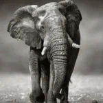 Glasschilderij 80x120cm Lopende olifant