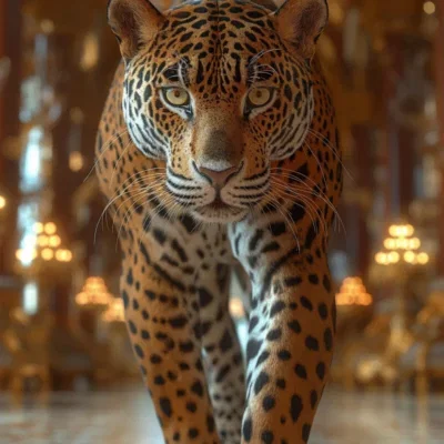 Glasschilderij 80x120cm Panter in paleis